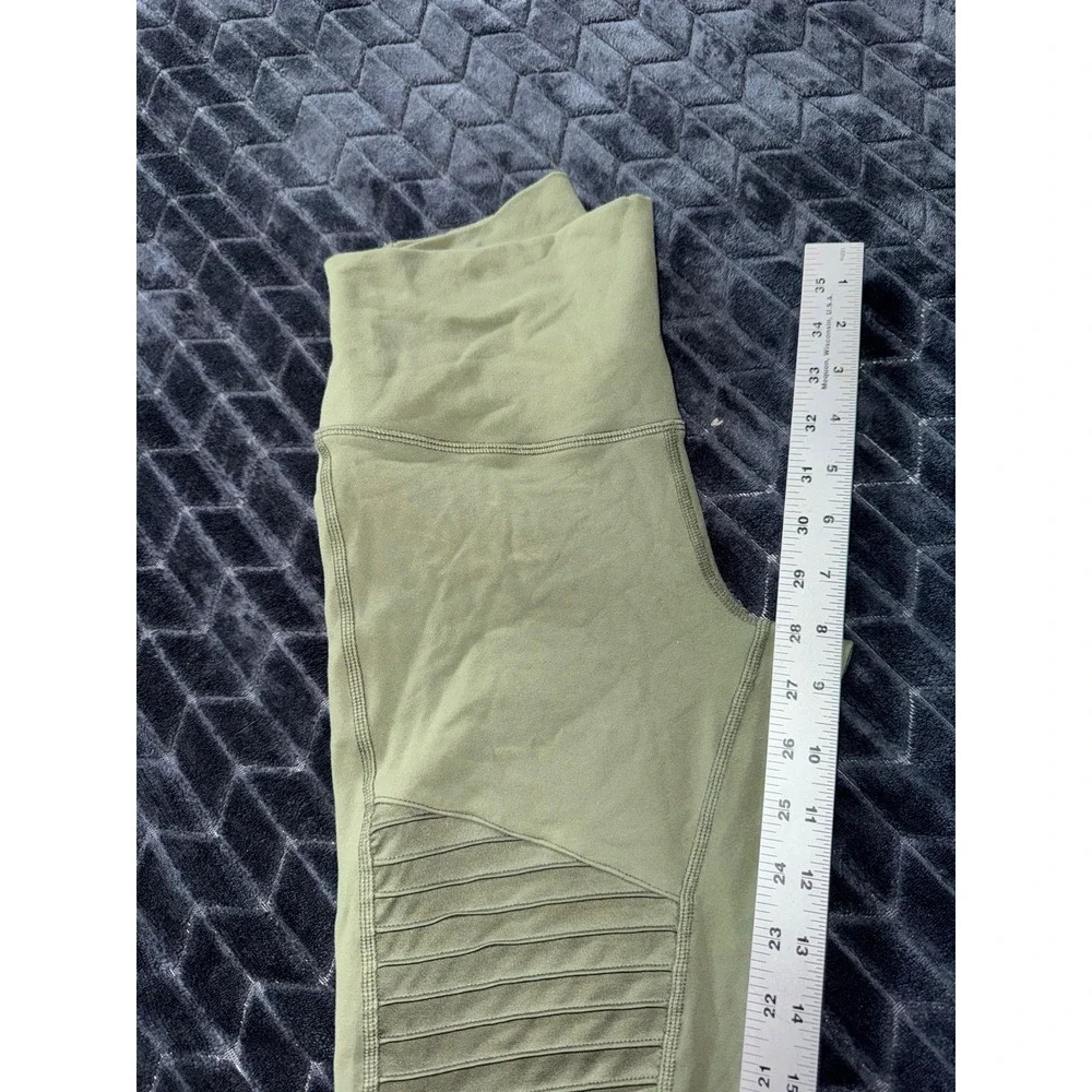 Alo Yoga Leggings Womens Green Moto High‎ Rise Panel Activewear Workout Size S